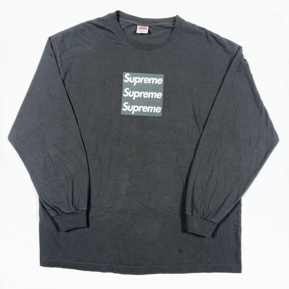 Supreme Other - Supreme Black Asspizza Triple Box Logo Long Sleeve T-Shirt Size XL